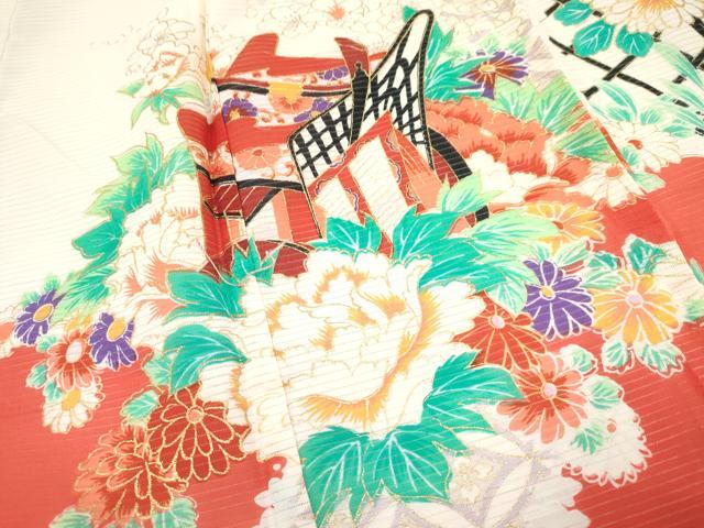 平和屋着物*夏物 絽 お宮参り 女の子 祝着 産着 初着 のしめ 駒刺繍 御所車花文 金彩 逸品 DAAW2728ma