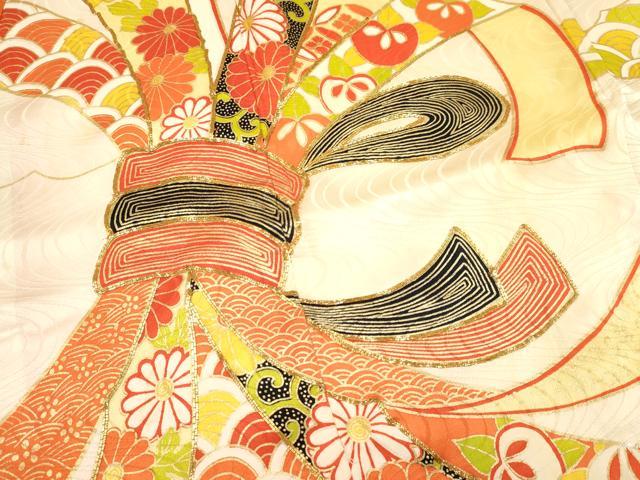 平和屋着物∵女の子 十三参り 子供 祝着・袋帯セット 駒刺繍 束ね熨斗花文 暈し染め 金彩 逸品 DAAW2772ma
