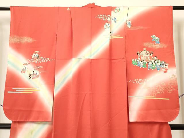 平和屋着物∵女の子 十三参り 子供 祝着 葵祭 暈し染め 金銀彩 逸品 DAAW2814ma