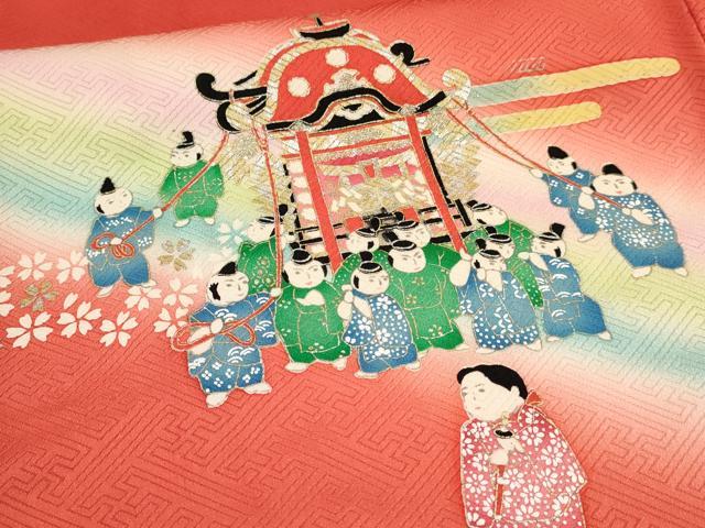 平和屋着物∵女の子 十三参り 子供 祝着 葵祭 暈し染め 金銀彩 逸品 DAAW2814ma