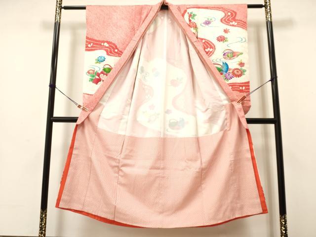 平和屋着物∵女の子 十三参り 子供 祝着 絞り 鴛鴦花文 金彩 逸品 DAAW2821ma