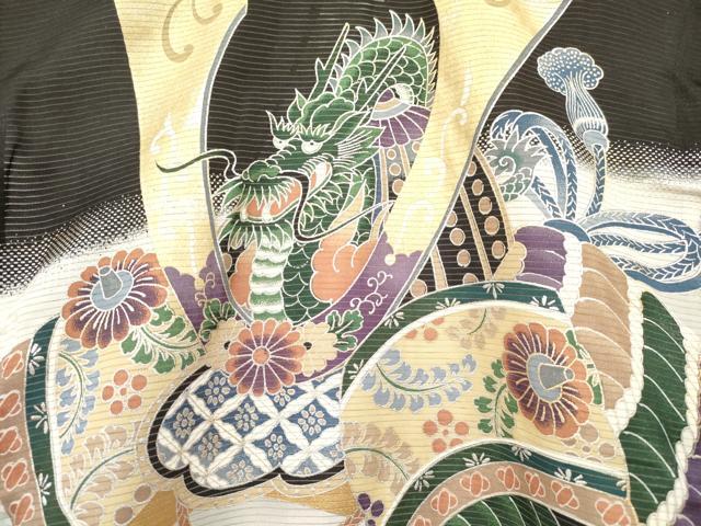 平和屋着物*夏物 お宮参り 男の子 祝着 産着 初着 のしめ 絽 龍 兜 吉祥文 暈し染め 金銀彩 逸品 DAAW2918ma