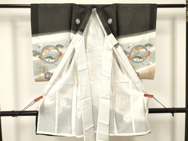 平和屋着物*夏物 お宮参り 男の子 祝着 産着 初着 のしめ 絽 龍 兜 吉祥文 暈し染め 金銀彩 逸品 DAAW2918ma