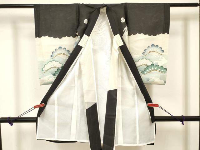 平和屋着物*夏物 お宮参り 男の子 祝着 産着 初着 のしめ 絽 鷹 鷲 龍 兜 渡橋松文 銀彩 逸品 DAAW2930ma