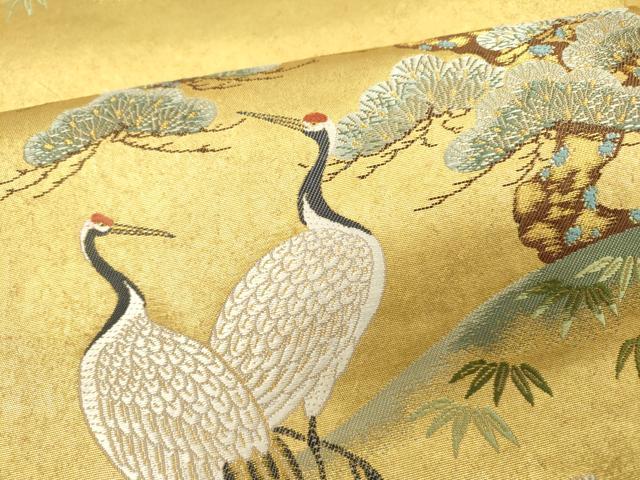 平和屋着物●西陣 長嶋成織物 ながしま帯 六通柄袋帯 唐織 瀞金錦 松鶴図 本金箔 正絹 逸品 DAAW3319fe
