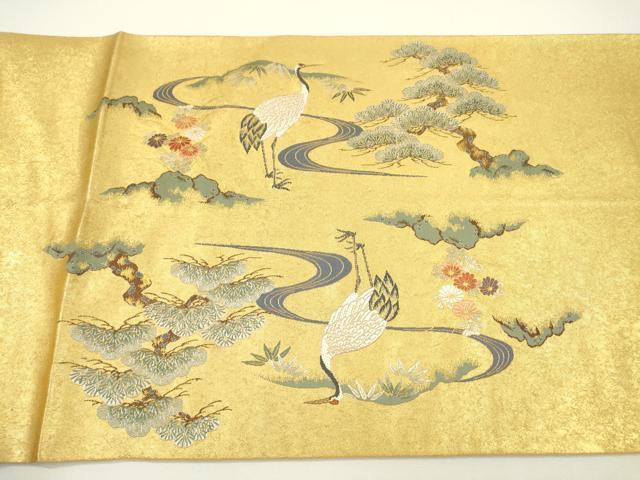 平和屋着物●西陣 長嶋成織物 ながしま帯 六通柄袋帯 唐織 瀞金錦 松鶴図 本金箔 正絹 逸品 DAAW3319fe