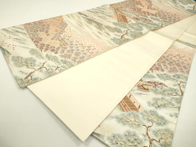 平和屋着物◎六通柄袋帯 風景文 金銀糸 正絹 逸品 DAAW3633fe