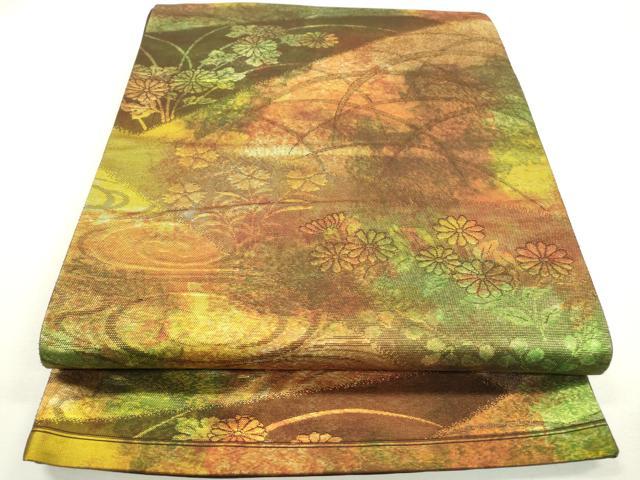 平和屋着物◎六通柄袋帯 芝花文 正絹 逸品 DAAW3672fe