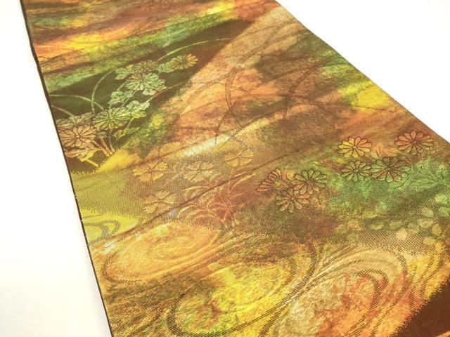 平和屋着物◎六通柄袋帯 芝花文 正絹 逸品 DAAW3672fe