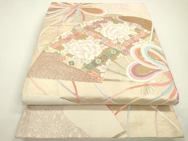平和屋着物◎六通柄袋帯 唐織 天井花文 金糸 正絹 逸品 DAAW3694fe