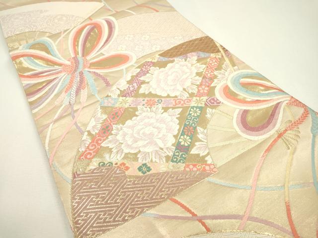 平和屋着物◎六通柄袋帯 唐織 天井花文 金糸 正絹 逸品 DAAW3694fe