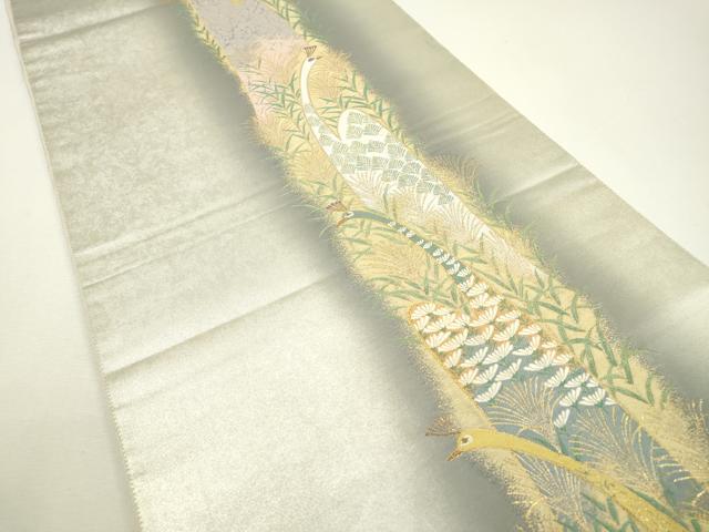 平和屋着物▼六通柄袋帯 唐織 孔雀花文 金銀糸 引箔 正絹 逸品 DAAW3982fe