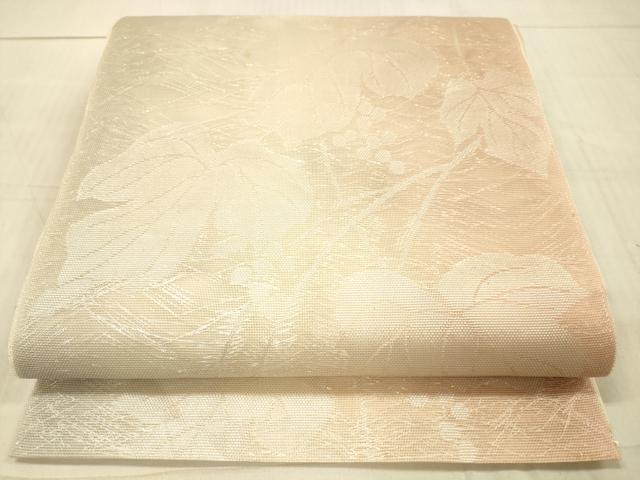 平和屋着物*夏物 六通柄袋帯 葡萄蔦の葉文 銀糸 正絹 逸品 DAAW4105cm