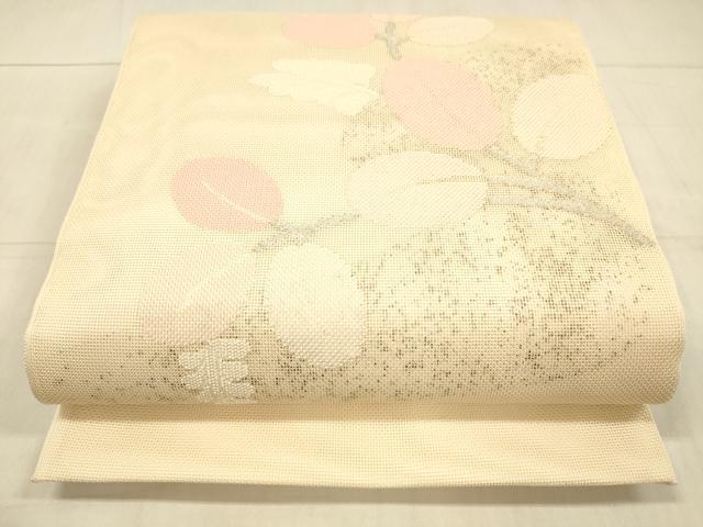 平和屋着物*夏物 太鼓柄袋帯 枝葉文 銀糸 正絹 逸品 DAAW4158cm