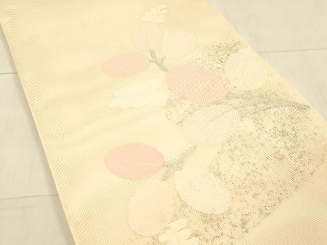 平和屋着物*夏物 太鼓柄袋帯 枝葉文 銀糸 正絹 逸品 DAAW4158cm