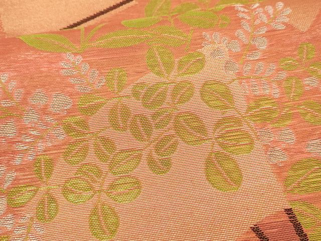 平和屋着物*夏物 織物一筋名門 織悦 全通柄 本袋帯 舞扇草花文 金銀糸 正絹 逸品 DAAW4192cm