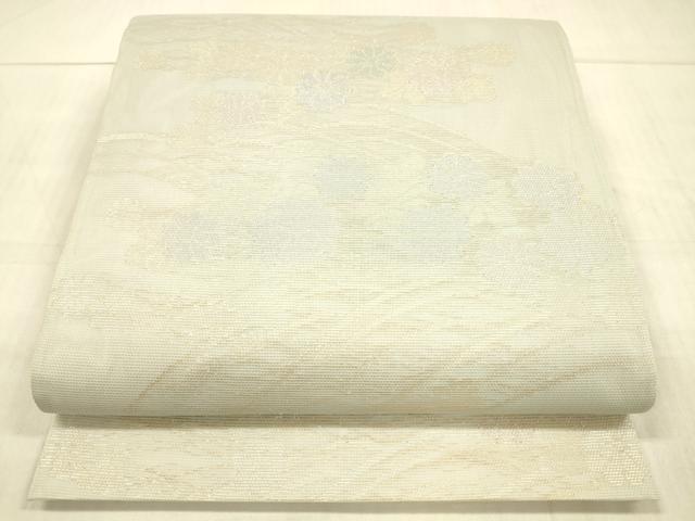 平和屋着物*夏物 六通柄袋帯 流水花文ん 金銀糸 正絹 逸品 DAAW4212cm
