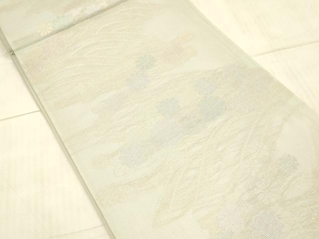 平和屋着物*夏物 六通柄袋帯 流水花文ん 金銀糸 正絹 逸品 DAAW4212cm