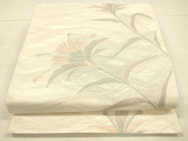 平和屋着物*夏物 六通柄袋帯 草花文 金糸 正絹 逸品 DAAW4214cm