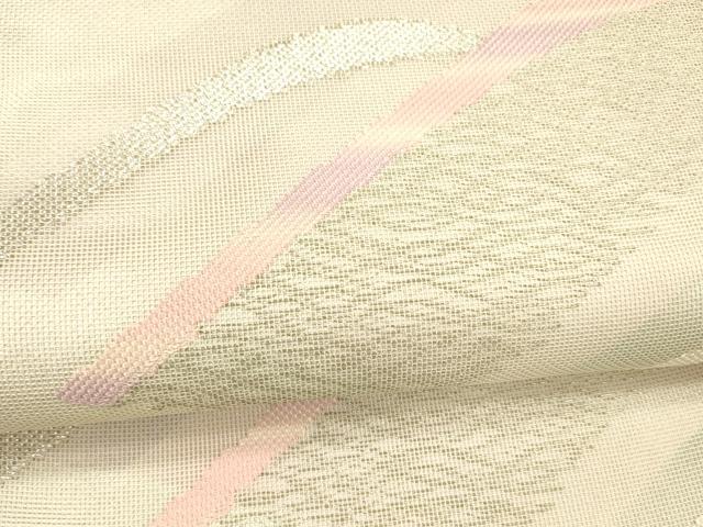 平和屋着物*夏物 六通柄袋帯 抽象文様 銀糸 正絹 逸品 DAAW4215cm