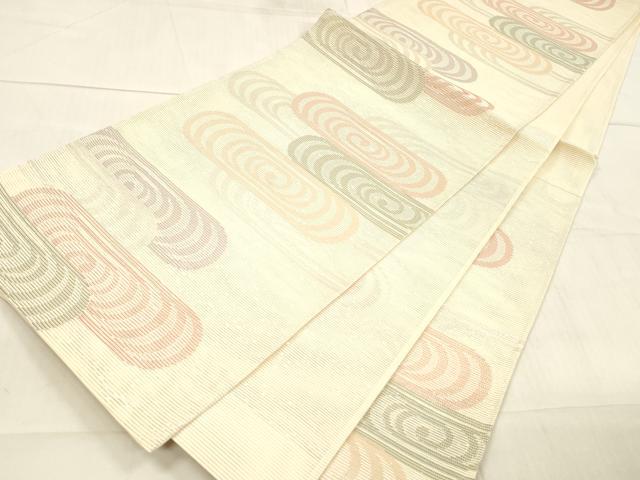 平和屋着物*夏物 六通柄袋帯 流水文 銀糸 正絹 逸品 DAAW4218cm