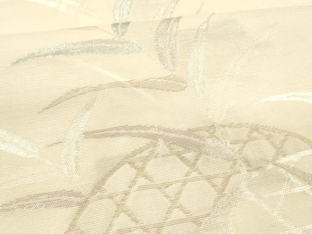 平和屋着物*夏物 六通柄袋帯 流水籬草花文 銀糸 正絹 逸品 DAAW4219cm