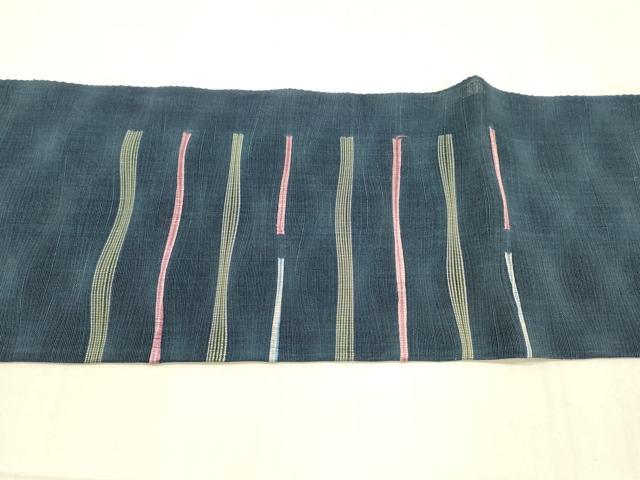 平和屋着物*夏物 八寸名古屋帯 横段文 正絹 逸品 DAAW4229cm