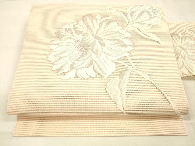平和屋着物*夏物 絽綴れ 八寸名古屋帯 枝花文 銀糸 正絹 逸品 DAAW4235cm
