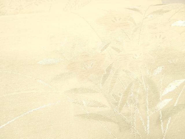 平和屋着物*夏物 六通柄袋帯 草花文 銀糸 正絹 逸品 DAAW4238cm