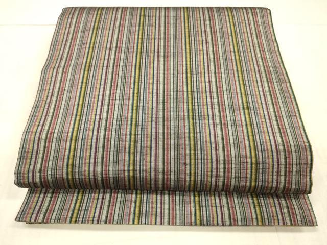 平和屋着物●両方向 両面 全通柄袋帯 紬地 霞文 正絹 逸品 DAAW4270cm