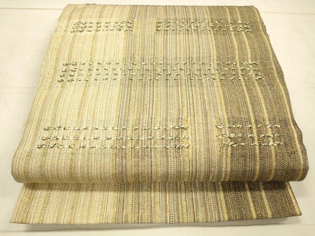 平和屋着物▽太鼓柄袋帯 スリーシーズン 春夏秋 間道 金通し時 正絹 逸品 DAAW4336cm