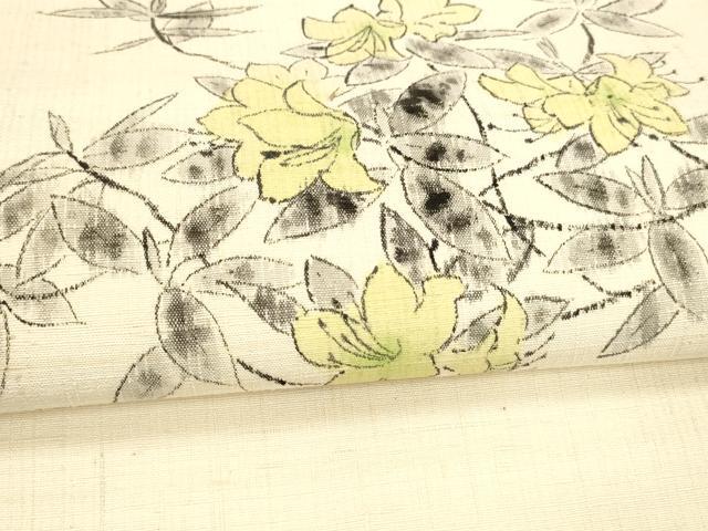 平和屋着物●九寸名古屋帯 作家物 手描き 紬地 草花文 逸品 DAAW4374cm