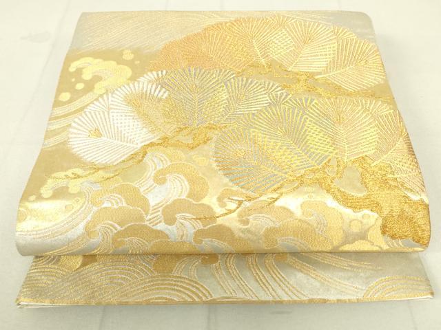 平和屋着物●六通柄袋帯 卸園 蒔絵松渡文 金銀糸 正絹 逸品 DAAW4439cm