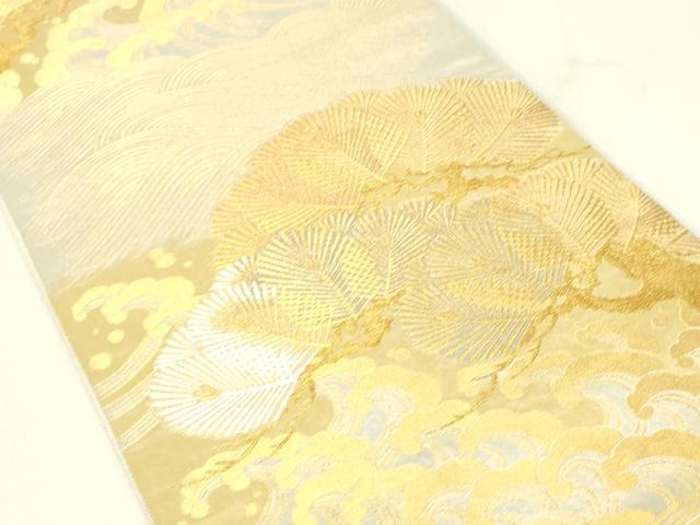 平和屋着物●六通柄袋帯 卸園 蒔絵松渡文 金銀糸 正絹 逸品 DAAW4439cm