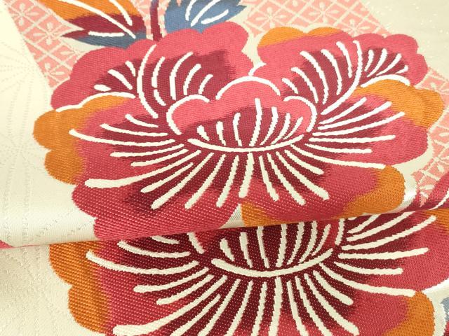 平和屋着物●人間国宝 芹沢圭介 型絵染 六通柄袋帯 雛絵図 銀糸 正絹 逸品 DAAW4483cm