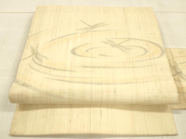 平和屋着物*夏物 九寸名古屋帯 手描き 流水蜻蛉文 正絹 逸品 DAAW4493cm