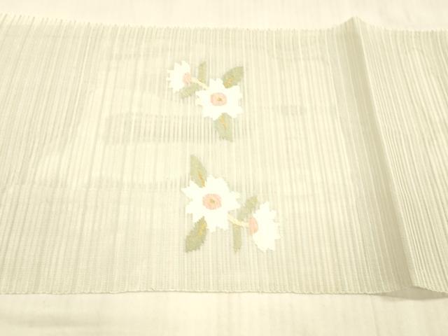 平和屋着物*夏物 絽綴れ 八寸名古屋帯 草花文 金銀糸 正絹 逸品 DAAW4504cm