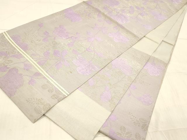 平和屋着物*夏物 アンティーク 大正ロマン 丸帯 草花文 銀糸 正絹 逸品 DAAW4507cm