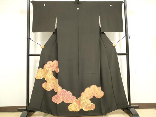 平和屋着物■豪華黒留袖 駒刺繍 飛鶴鳳凰花文 金彩 正絹 逸品 DAAW4805cd
