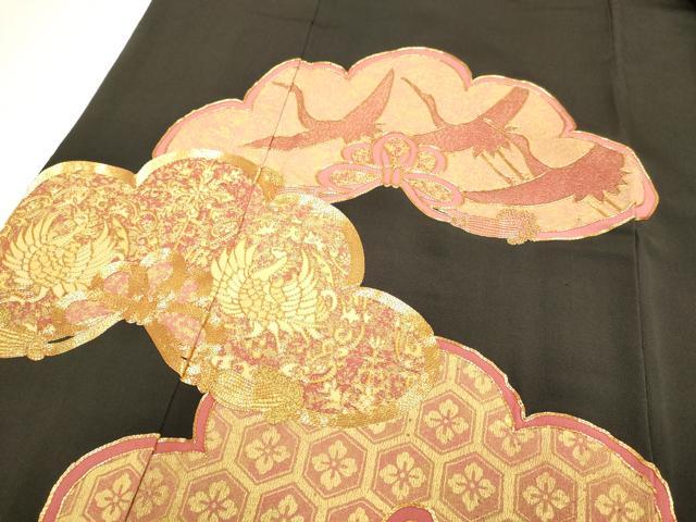 平和屋着物■豪華黒留袖 駒刺繍 飛鶴鳳凰花文 金彩 正絹 逸品 DAAW4805cd