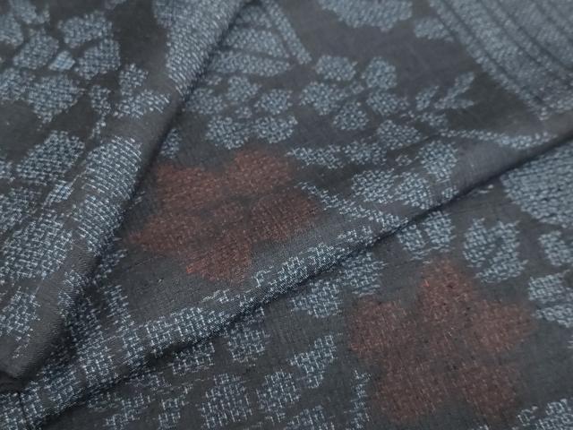 平和屋着物●結城紬 100亀甲 雲霞草花文 正絹 逸品 DAAW5005ud