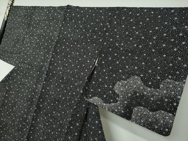 平和屋着物●訪問着 舞花文 黒地 正絹 逸品 DAAW5006ud