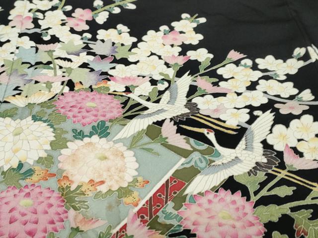 平和屋着物●本加賀友禅作家 坂木末代 黒留袖 地紙重ね草花文 正絹 逸品 未使用 DAAW5048ud