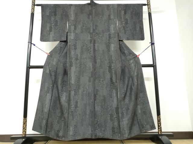 平和屋着物●江戸小紋 百柄 黒地 正絹 逸品 DAAW5075ud
