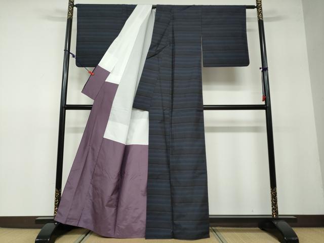 平和屋着物●本場縞大島紬 横段文 正絹 逸品 DAAW5078ud