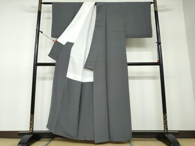 平和屋着物●上質な色無地 紋意匠 墨色 正絹 逸品 DAAW5090ud