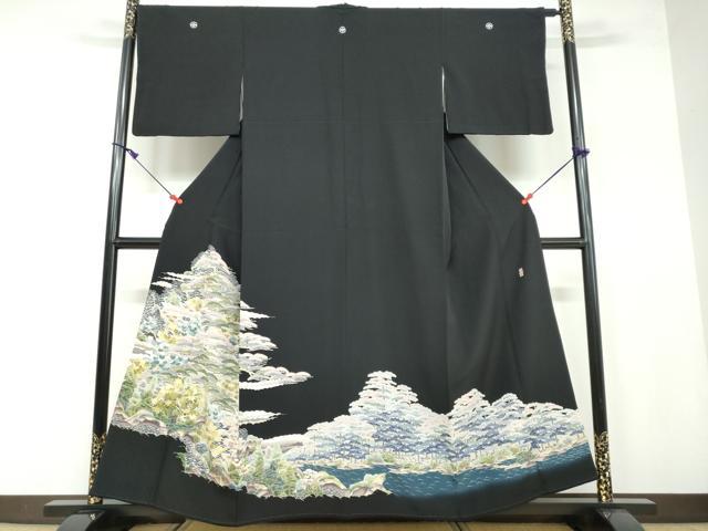 平和屋着物●本加賀友禅作家 東藤 岳 黒留袖 風景樹林文 正絹 逸品 DAAW5111ud