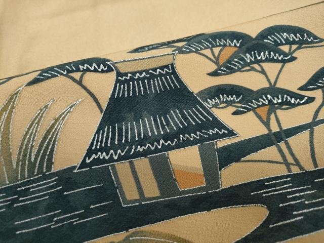 平和屋着物●訪問着 型染め 風景文 銀彩 正絹 逸品 DAAW5122ud