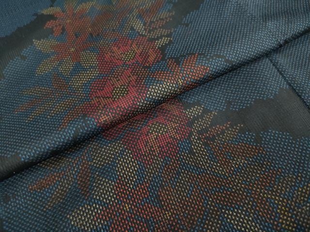 平和屋着物●本場大島紬 7マルキ 雪輪草花文 正絹 逸品 DAAW5191ud