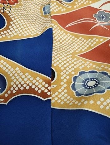 平和屋着物●豪華振袖 型染め 飛鶴風景草花文 正絹 逸品 DAAW5194ud